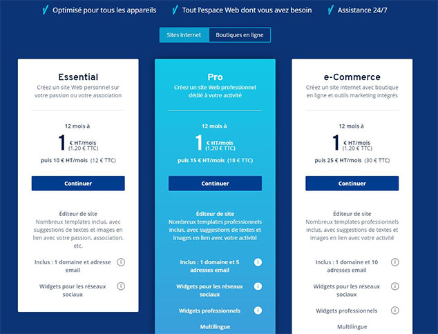 solution de création de site Ionos, 1&1