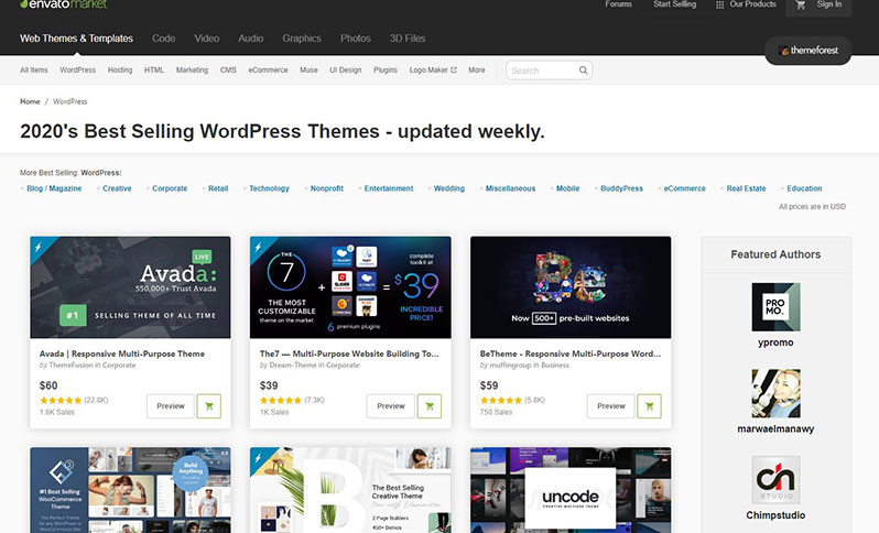 Themeforest pour trouver des thèmes premiums WordPress