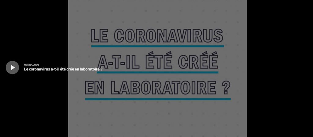 vidéo de France info et France Culture sur le coronavirus