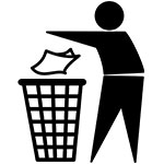 pictograme de tidy man pour jeter dans les poubelles