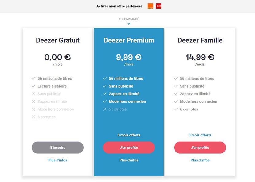 Abonnements et offres de Deezer