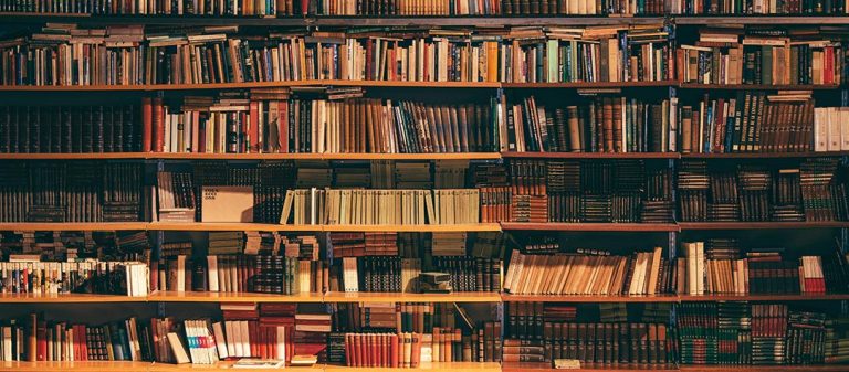 Bibliothèque remplie de livres d'occasion