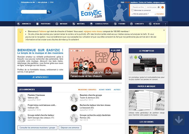 Eazysic plateforme pour musiciens et chanteurs