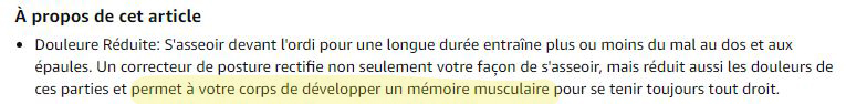 fiche produit argument correcteur de posture