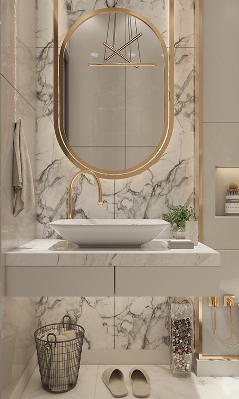 marbre dans une salle de bain