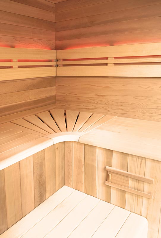 intérieur d'une cabine de sauna haut de gamme